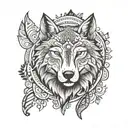 mehndi wolf face tattoo design idea