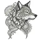 mehndi wolf face tattoo design idea