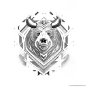 Bear bull tattoo design idea