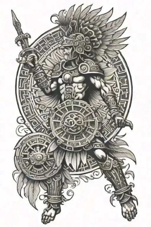 aztec calendar, saint michael tattoo design idea