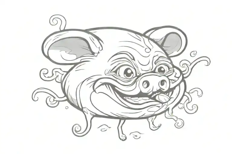 cartoon ham with face tattoo design idea