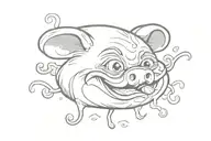 cartoon ham with face tattoo design idea