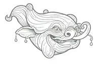 cartoon ham with face tattoo design idea