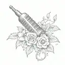 A sketch-style tattoo of a microphone intertwined with vines and flowers, representing your love for rap music and nature tattoo design idea