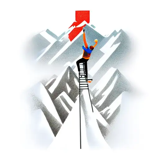 man climbing mountain of struggles tattoo design idea