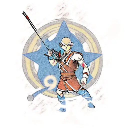 Avatar the legend of aang mixed with archery and with tardis tattoo design idea