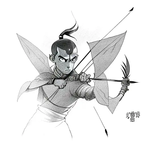 Avatar the legend of aang mixed with archery tattoo design idea