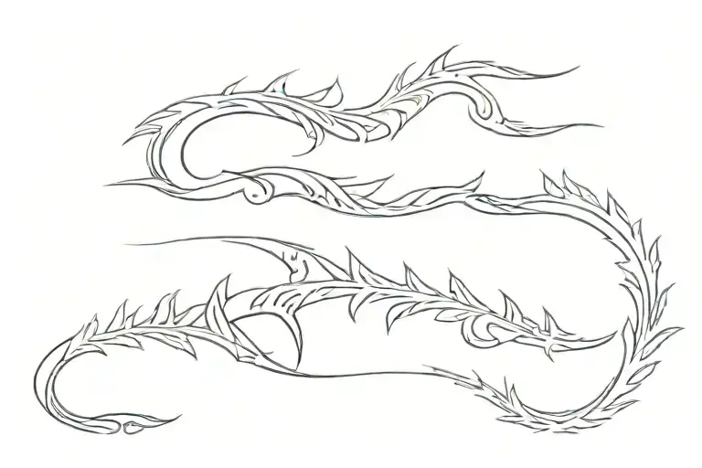 I’m looking for a tattoo that features a tribal spine design extending along my arm. The design should have a bold, angu tattoo design idea