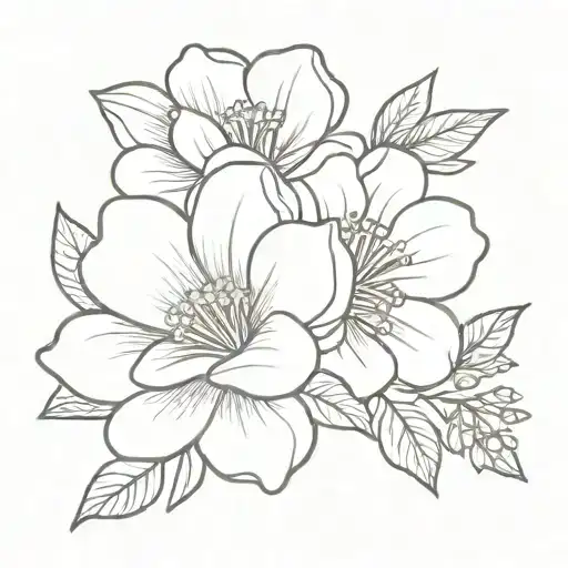 gardenia, marigold, and cosmo flower bouquet tattoo design idea
