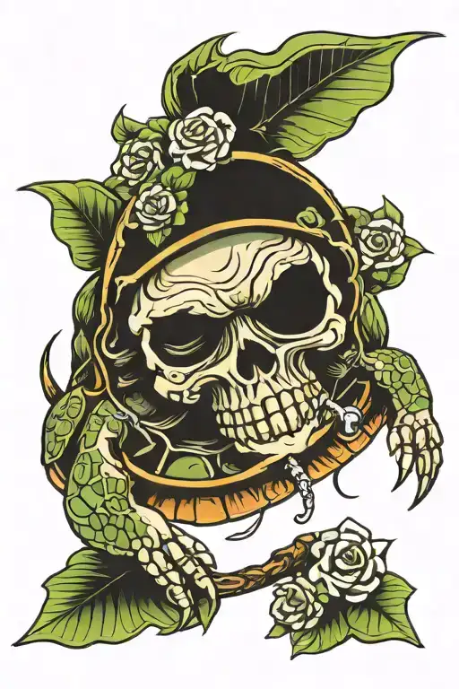 skull turtle tattoo design idea