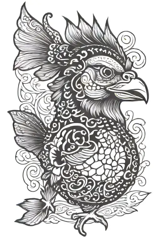 chicken dog fish tattoo design idea