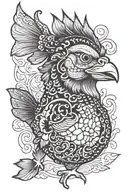 chicken dog fish tattoo design idea