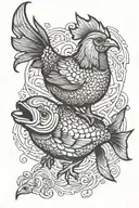 chicken dog fish tattoo design idea
