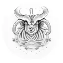 Angry Ram in a circle tattoo design idea