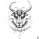 Angry Ram Bad moon tattoo design idea
