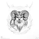 Angry Ram Bad moon tattoo design idea