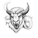 Angry Ram Bad moon tattoo design idea