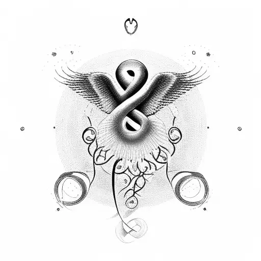 Infinity Symbol with birds and heartbeat in the loop tattoo design idea