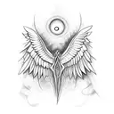 angel wings surrounded by multiple eyes  tattoo design idea
