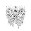 angel wings surrounded by multiple eyes  tattoo design idea