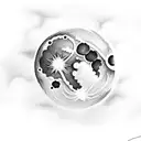 full moon  with cloud  tattoo design idea