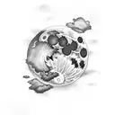 full moon  with cloud  tattoo design idea