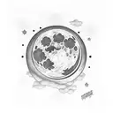 full moon  with cloud  tattoo design idea
