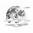 full moon  with cloud  tattoo design idea