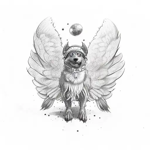 wings with paw prints and halo tattoo design idea