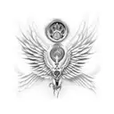 Paw Print with wings and halo  tattoo design idea