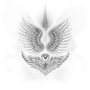 Paw Print with wings and halo  tattoo design idea