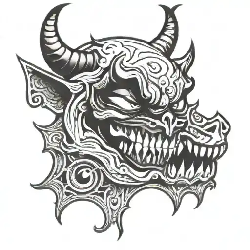 devil smile face tattoo design idea