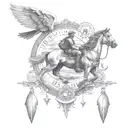 full circle, horse, 911 dispatcher, education traveling perseverance tattoo design idea