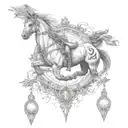full circle, horse, 911 dispatcher, education traveling perseverance tattoo design idea