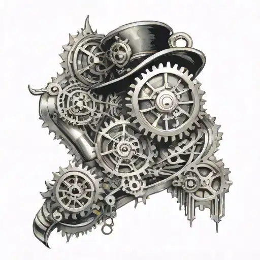 steampunk tattoo for leg tattoo design idea