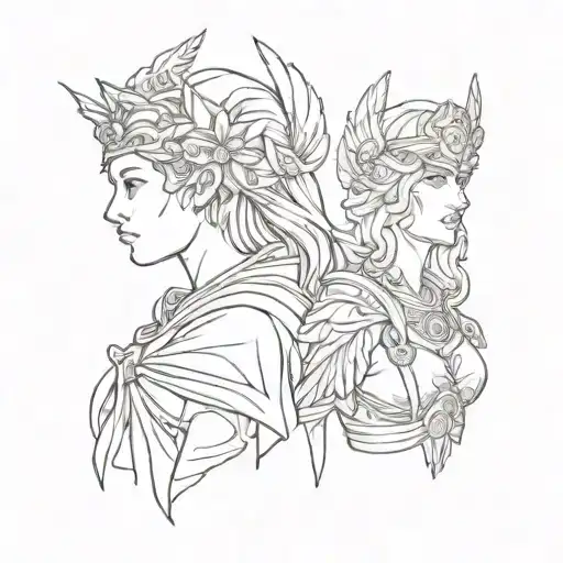 athena and leonida tattoo design idea