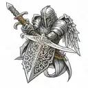 cirein croin wrapped around a claymore sword to go on upper back and down spine tattoo design idea