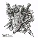cirein croin wrapped around a claymore sword to go on upper back and down spine tattoo design idea