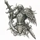cirein croin wrapped around a claymore sword to go on upper back and down spine tattoo design idea