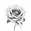 scroll with big rose behid tattoo design idea