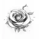 scroll with big rose behid tattoo design idea