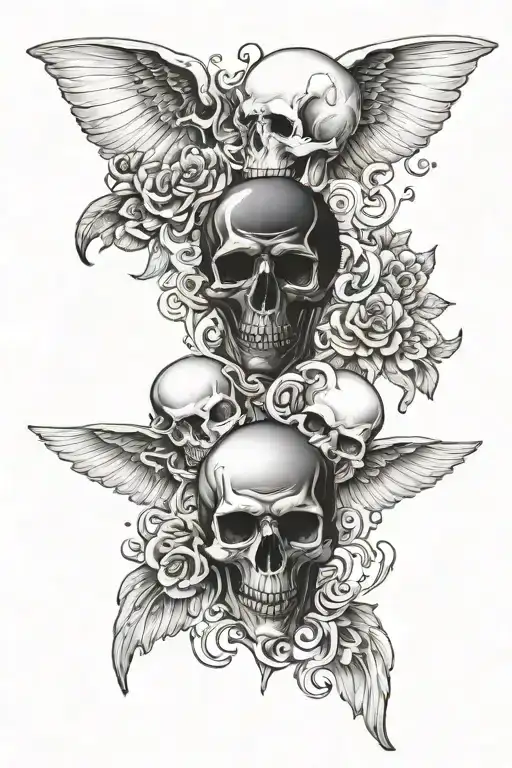 Good vs evil with skulls tattoo design idea