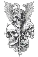 Good vs evil with skulls tattoo design idea