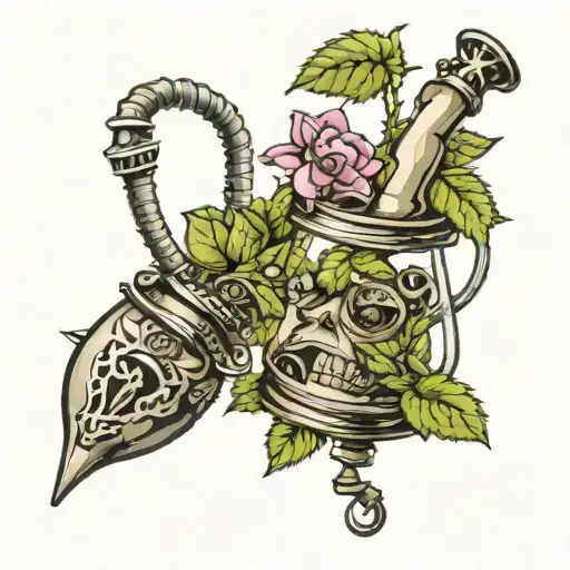 bong, from which the hemp bush grows tattoo design idea