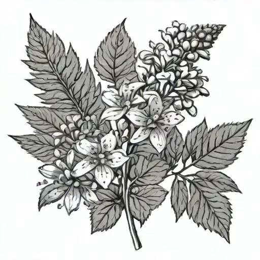valerian medicinal herbs tattoo design idea