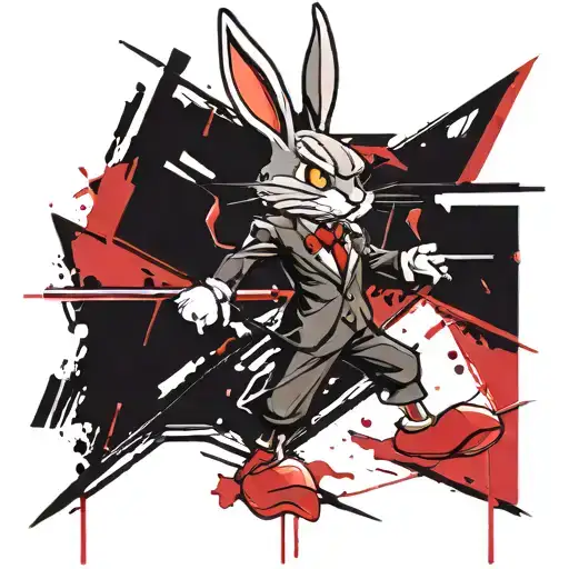 Bugs Bunny with a black suit and a serious look tattoo design idea