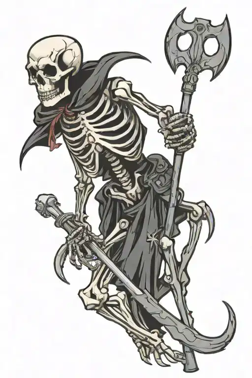 Reaper mortarman skeleton tattoo design idea