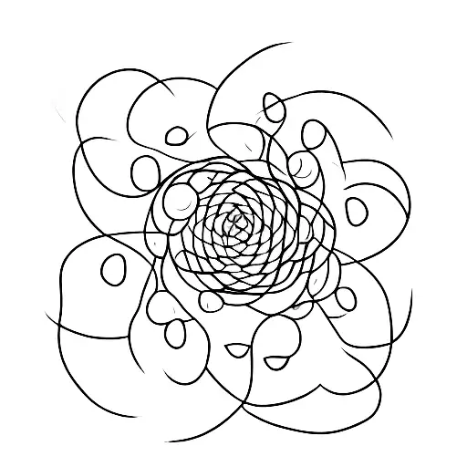 A single continuous line forming a pea plant growing from a pod tattoo design idea