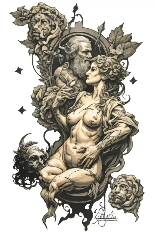 Hephaestus witnesses Aphrodite's betrayal tattoo design idea
