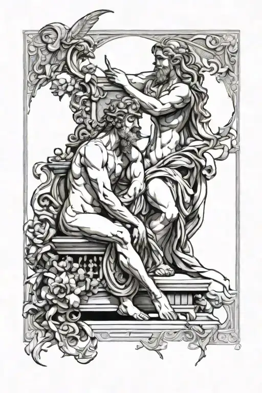 Hephaestus witnesses Aphrodite's betrayal tattoo design idea